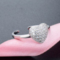 wholesale S925 Sterling Silver Korean Style Fashion Popular Heart-shaped Ring Inlaid with Diamond Full Diamond Love Open Adjustable Ring-0-0