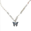 wholesale S925 Sterling Silver Korean Fashion Natural Freshwater Pearl Necklace with Resin Enamel Butterfly Pendant-0-4