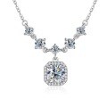 S925 Sterling Silver Moissanite Square Pendant Necklace-0-3
