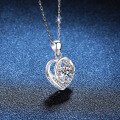 Sterling Silver 1-Carat Moissanite Women's Heart Pendant Necklace-0-0