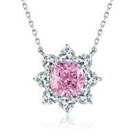 wholesale 925 Sterling Silver Women's Necklace HW Same Style Sunflower Pendant Luxurious Full-Set High Carbon Diamond Ice-Cut Zircon Necklace-Pink-XL052 925 silver