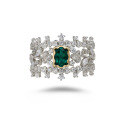 wholesale S925 Silver Plated 14K Gold Japanese Retro Light Luxury Style Emerald Ring-0-0