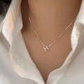 wholesale S925 Sterling Silver Letter H Necklace for Women, New Designer Minimalist Small Pendant Chain, Trendy Layering Collarbone Jewelry-0-1