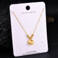 S925 Sterling Silver K Gold Pendant Necklace with Gourd and Plain Pi-0-33