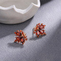 wholesale S925 silver red maple leaf earrings for women, elegant vintage cross-border fashion versatile unique earrings-0-2