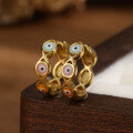wholesale S925 sterling silver demon eye resin enamel ear cuff, trendy and creative INS earrings-0-1