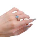 wholesale S925 Silver New 6*8mm Teardrop Pear-Shaped Sea Blue Ring for Women-0-4