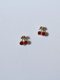 wholesale 9K gold cherry earrings, new trendy internet-famous minimalist women's small summer-9K per piece