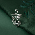 wholesale S925 Sterling Silver Peacock Wide Retro Vintage Ethnic Hollow-Out Small Phoenix Openable Ring R00321-0-2