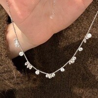 wholesale S925 Sterling Silver Sparkling Galaxy Dazzling Naked Diamond Starry Sky Necklace Ethereal Starfall Pendant Full Diamond Collarbone Chain-925 silver