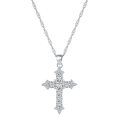 wholesale S925 Sterling Silver Cross Pendant Necklace with Zircon, Unisex Hip-Hop Style, Cold Tone-0-5