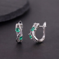 wholesale S925 Sterling Silver Petite and Exquisite Natural Topaz Earrings with Group-Set Chrysoprase and Colored Gemstones, Niche-Natural chalcedony earrings