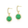 wholesale S925 silver and 10K gold-plated Japanese and Korean new malachite earrings, cute watermelon-shaped earrings, wholesale jewelry-0-5