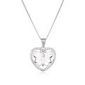 wholesale 925 Sterling Silver Cross-Border New Love Butterfly Necklace Women's Collarbone Chain Fashion Minimalist Diamond-Inlaid Hollow Heart Pendant-0-4