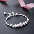wholesale S990 Sterling Silver Japanese Korean Style New Floral Begonia Pattern Bracelet for Women, Fresh and Elegant, Factory Wholesale-0-2