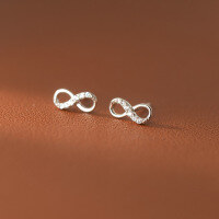 wholesale S925 Sterling Silver Korean Style Minimalist Diamond-Inlaid Figure 8 Earrings, Small and Delicate, Elegant and Fresh Women's Ear Jewelry M02426-S925 silver pair 925 silver
