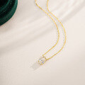 925 Sterling Silver 1ct Pear-Shaped Pendant Choker Necklace for Women-0-1