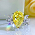 wholesale S925 silver new style 8*12 radiant cut yellow diamond high carbon diamond unique design aesthetic piece-0-1