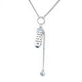 wholesale S925 Sterling Silver Distressed Patchwork Personalized Skateboard Pendant with White Zircon and Tassel Unisex Collarbone Necklace-0-4