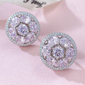 wholesale S925 pure silver pink diamond oval high-carbon diamond ice-cut stud earrings, new collection, premium live broadcast bestseller-0-3