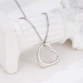 wholesale S925 Sterling Silver Hollow-Out Heart Minimalist Pendant Necklace, Fashionably Simple, Niche, Elegant, and Design-Forward Collarbone Chain-0-3