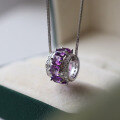 wholesale S925 Silver Natural Amethyst Lu Lu Tong Pendant Necklace with Colorful Diamonds Circle Fashion Necklace-0-0