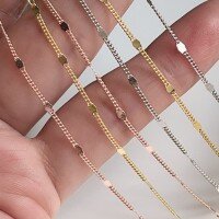 wholesale S925 sterling silver maker's adjustable side disc pendant chain fashion versatile necklace wholesale from factory-Side disc single chain rose gold 40+5CM>925 silver