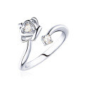 wholesale S925 sterling silver Korean-style petite fresh zircon princess crown heart open ring women's jewelry-0-4