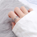 wholesale S925 Sterling Silver Twist Chain Ring, Fashionable and Individualistic Ins Trend Retro Wide Band Open Ring-0-3