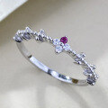 wholesale S925 Sterling Silver Pink and White Dual-Tone Zircon High-End Niche Fashion Ring for Women, Xiaohongshu-0-1