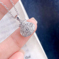 wholesale Silver Auspicious Cloud and Fortune Character Pendant Necklace for Women, Simple and Versatile Fashion Lucky Money Bag Choker-0-0