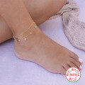 wholesale S925 Sterling Silver Flower Foot Chain with Round Zirconia Accents-0-2