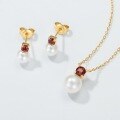 wholesale Fashionable and luxurious S925 sterling silver freshwater pearl necklace for women with garnet pendant, exuding a retro and elegant style-0-4