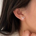 wholesale S925 Sterling Silver Korean-style Line Bow Stud Earrings Women's Ins Style Niche Light Luxury Minimalist Earrings Jewelry Trendy-0-3