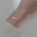 wholesale S925 Silver Summer Minimalist Heart Bracelet Temperament Korean Style Bent Tube Bangle Heart-shaped Chain S5120-0-3