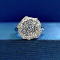 wholesale S925 Silver New Camellia Ring for Women, Fashionable and Luxuriously Set Ring, Factory Direct Wholesale-0-1
