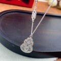wholesale 999 Silver Hollowed-out Filigree Gourd Necklace with Diamond Inlay and Auspicious Cloud Motif, Fashionable New Chinese Style Minimalist and High-end Pendant-0-2