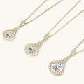 S925 Silver D Color Moissanite Classic Halo Pendant Necklace-0-26