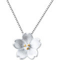 wholesale S925 Silver Flower Collarbone Necklace Sweet Korean Style Wholesale Ladies Silver Jewelry Accessories Short Necklace D0440-0-4