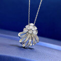wholesale S925 Silver Simulation Diamond Pendant for Women, Elegant Three-Dimensional Flower with High-End Design and Unique Necklace-0-2