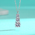 wholesale S925 Sterling Silver Cross-Border Moissanite Three-Diamond Pendant Minimalist Fashion Necklace with Niche Luxury Feel-0-0