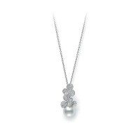 wholesale Metal material: 925 silver gold-plated Falling chain high carbon diamond imperial high pearl seagull gray four-leaf clover versatile women's necklace-Seagull Gray 925 Silver