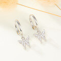 wholesale S925 Sterling Silver Micro-Paved Zircon Butterfly Earrings, Fashionable Pastoral Style, Fresh and Delicate Insect-Themed Dynamic Exquisite Hoop Ear Clasps-0-3