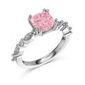 wholesale S925 Sterling Silver Cross-Border Women's Ring, Small and Niche, Light Luxury, Pink Diamond, High-End Frosted Cut, 8A High Carbon Zirconia Silver Ring-0-7