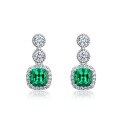 wholesale S925 Sterling Silver European and American Style Fashion Geometric Cultivated Emerald Stud Earrings Vintage High-End Cross-Border Exclusive Earrings-0-5