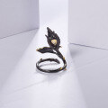 wholesale S925 Silver Designer High-end Floral Adjustable Ring with Natural Style and Genuine Citrine-0-2