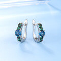 wholesale S925 Silver Natural Gemstone Earrings, Direct Supplier Vintage European and American Style Topaz Stud Earrings-0-0