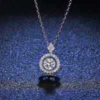 925 Silver Pendant with 1ct Moissanite, Women's Jumping Heart Necklace-50-piece chain (set with moissanite)  925 silver