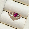 wholesale S925 Sterling Silver High-Carbon Diamond 7*7mm Heart-Shaped Ruby Ring, Simple European and American Ins Style-0-0