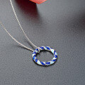 wholesale 925 Sterling Silver Multi-Color Enamel Circle Ring Pendant with High-End Minimalist and Versatile Women's Necklace Cross-Border Accessories-0-2